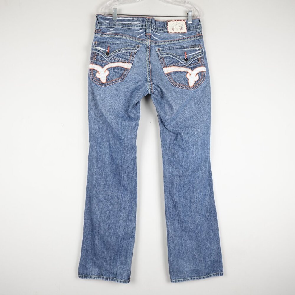 Vintage Laguna Beach Jeans Mens 34 (36x34) Y2K Skull Biker Denim Made in USA